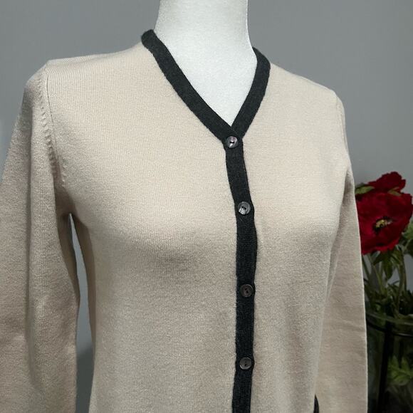 NEW CW Academia Wool V-neck Oversized Cardigan Sweater Cream Charcoal Sz… - Picture 12 of 16
